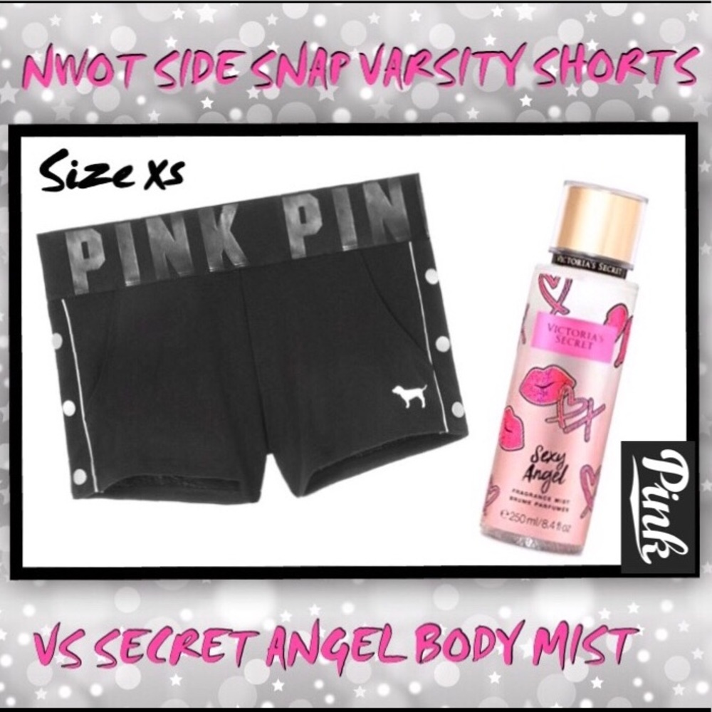 EUC ADORABLE PINK SHORTY SHORTS & VS SPRAY